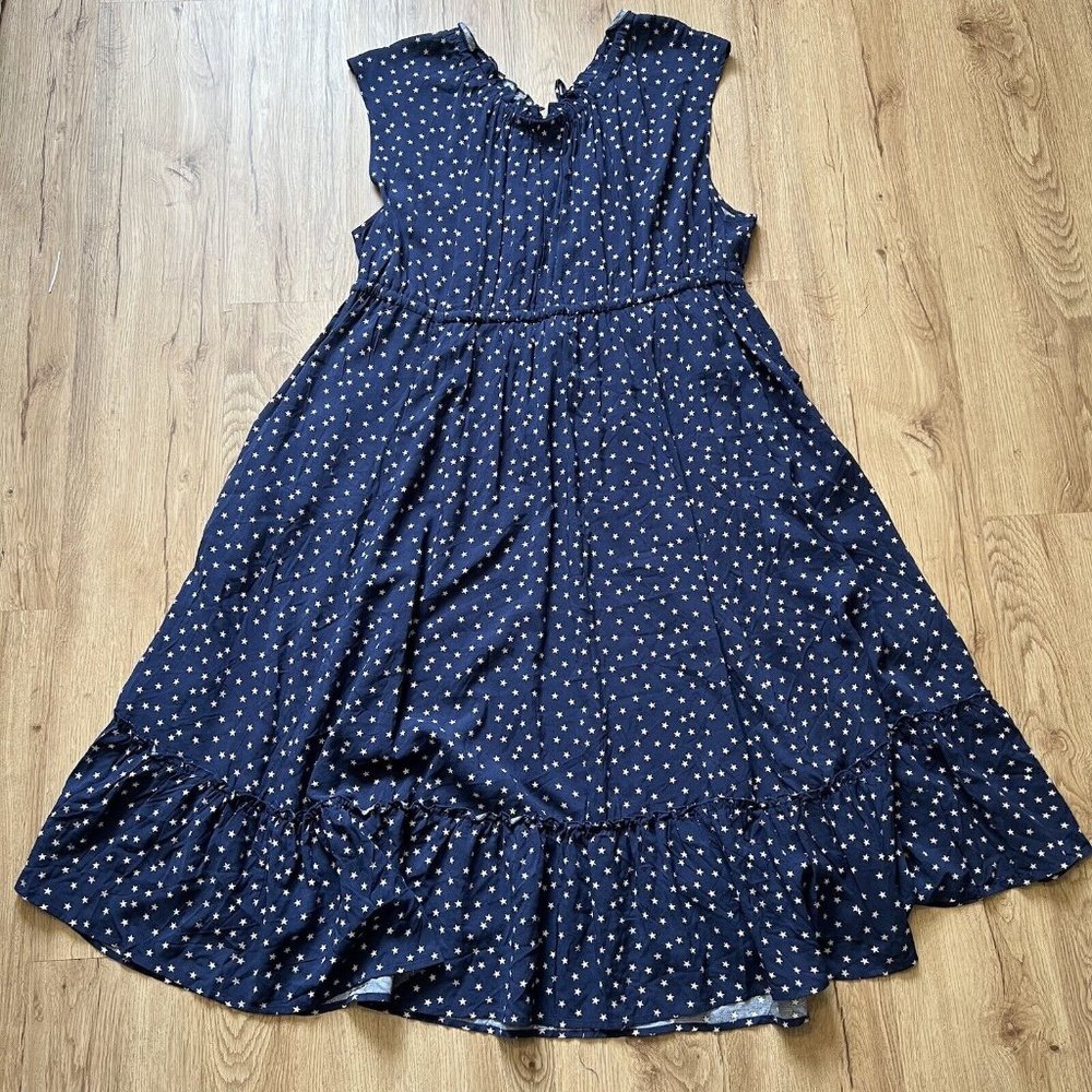 Torrid Midi/Maxi Challis Drawstring Dress Navy Blue Stars pattern size 4X Rayon